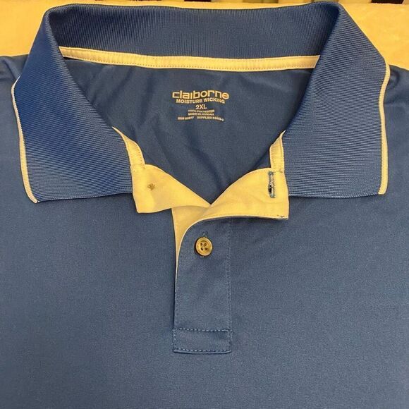 Claiborne Men's Blue Moisture Wicking Polo Sz 2XL - Picture 3 of 14